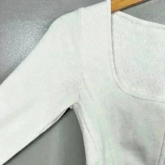 ARITZIA WILFRED Soft Corset Sweater Long Sleeve Crop White Square Neck Ballet S - Picture 4 of 7